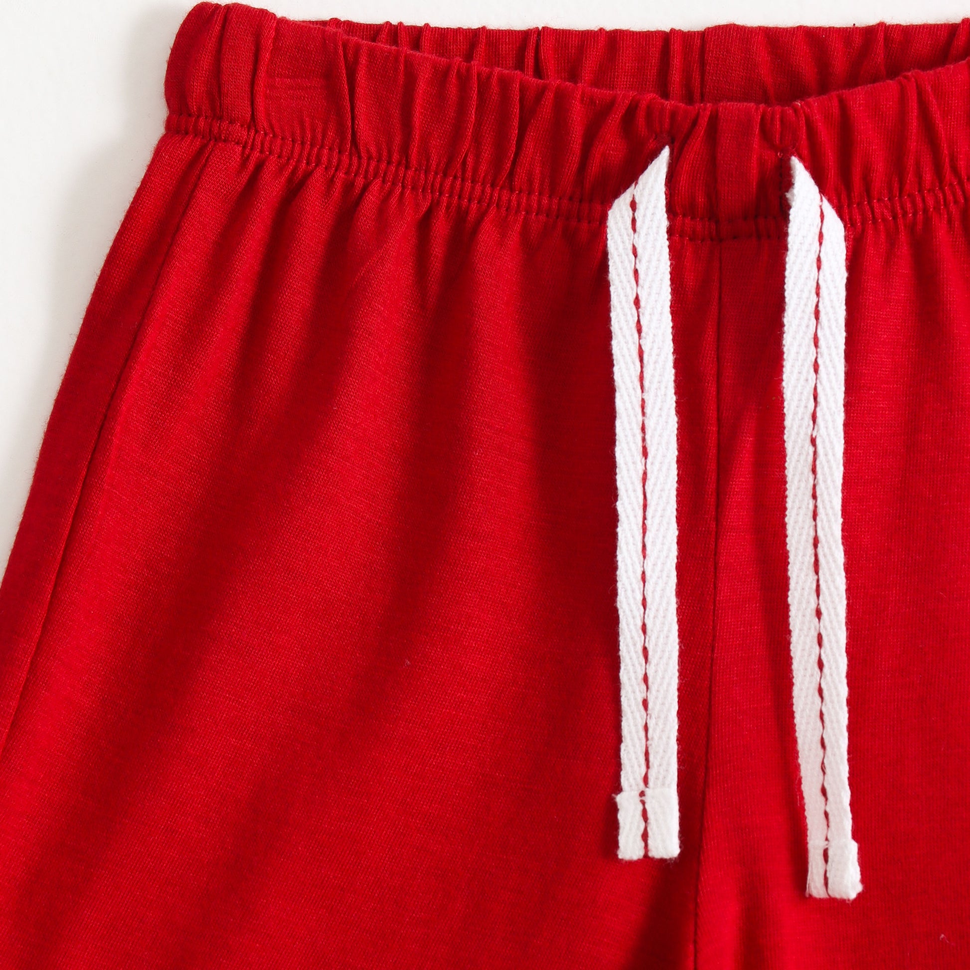 Boys Red Train Graphic Printed Cotton Knit Regular Fit Shorts
