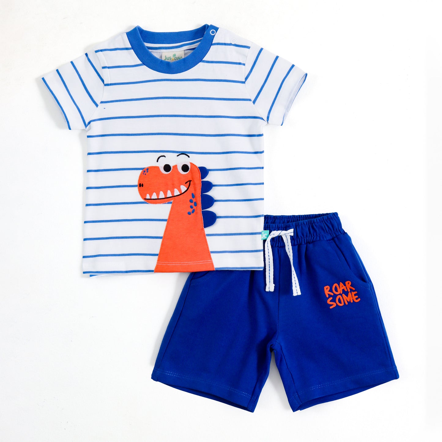 JusCubs Baby Boys Dinosaur Applique T-Shirt & Shorts Co-ord Set