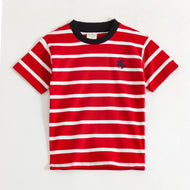 JusCubs Boys Red & White Striped Cotton T-Shirt