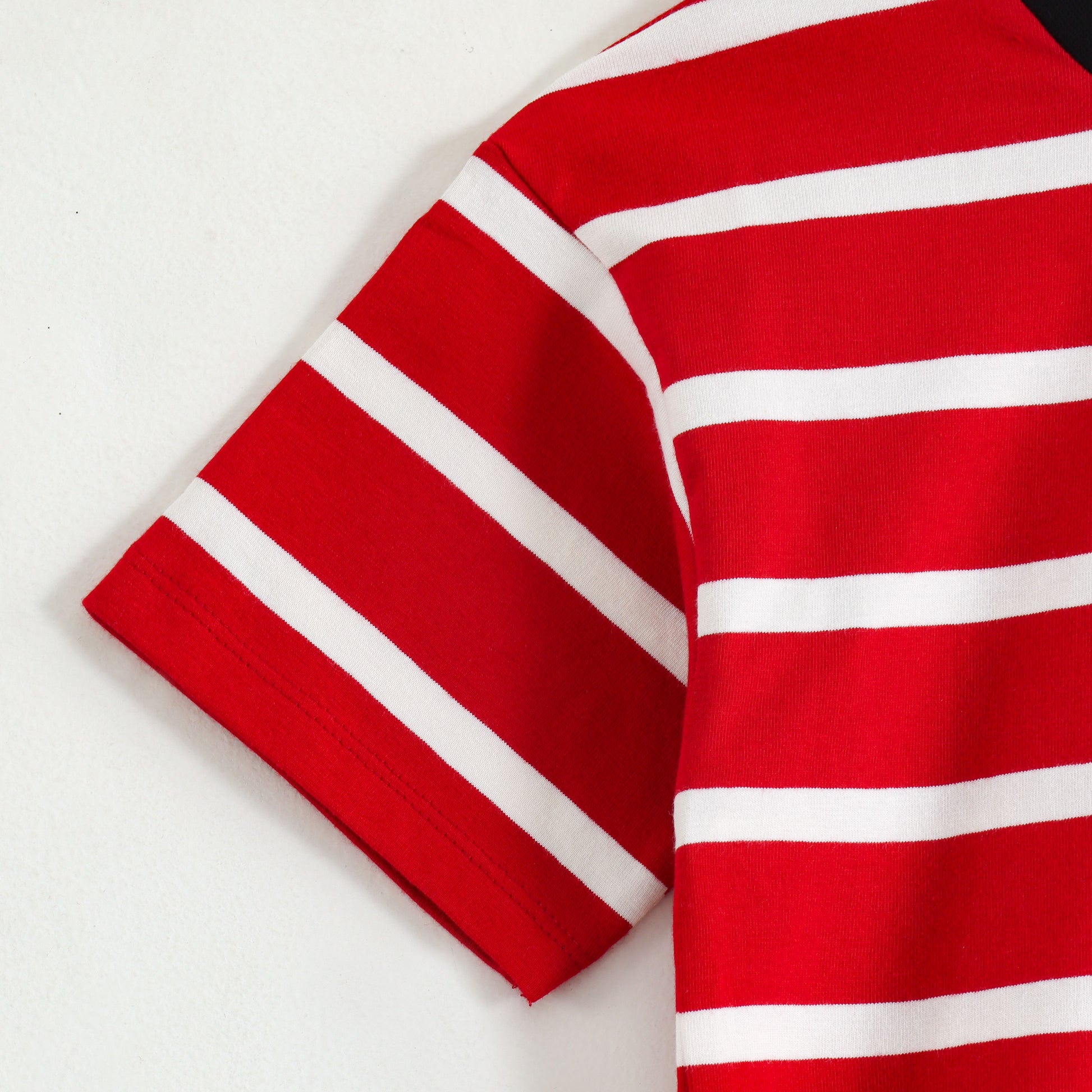 JusCubs Boys Red & White Striped Cotton T-Shirt