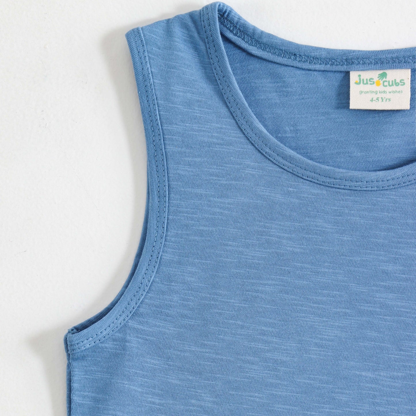 JusCubs Boys Sky Blue Sleeveless Tank Top with Palm Tree Graphic Print