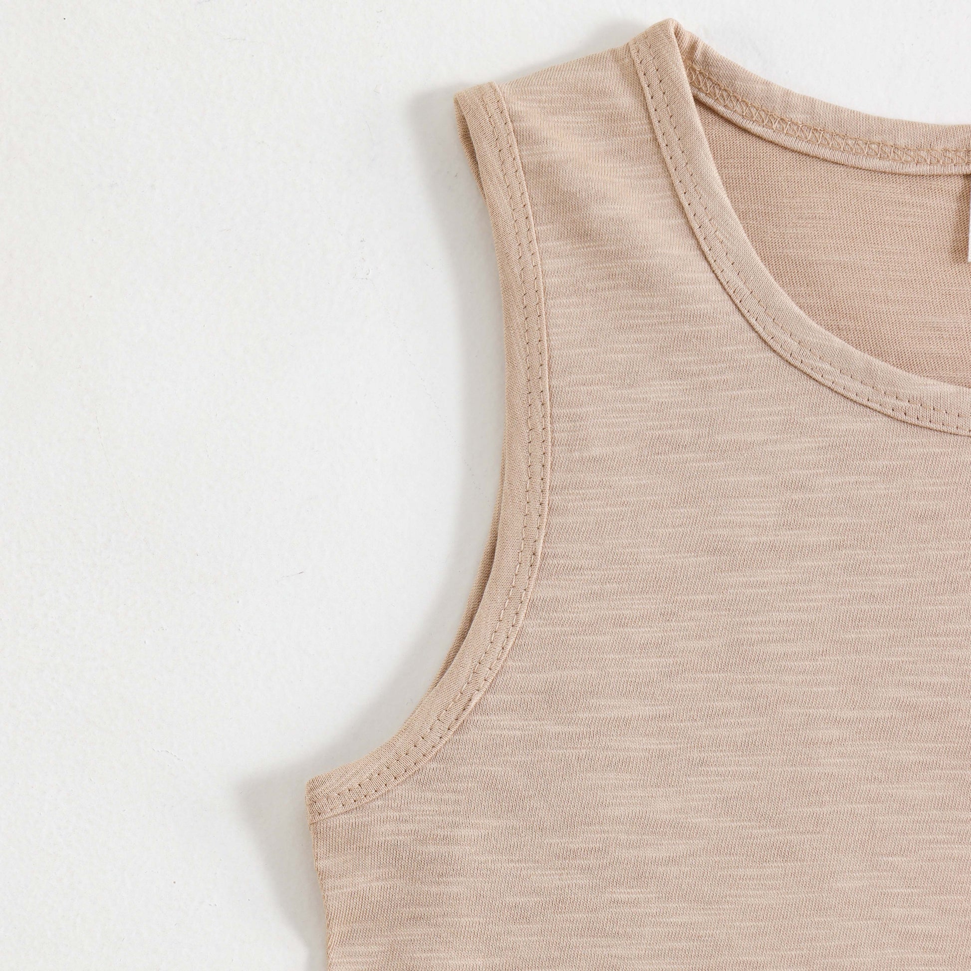 JusCubs Boys Beige Sleeveless Tank Top with Crocodile Pocket Print