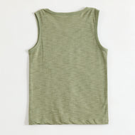 JusCubs Boys Sage Green Sleeveless Tank Top with Crocodile Pocket Print