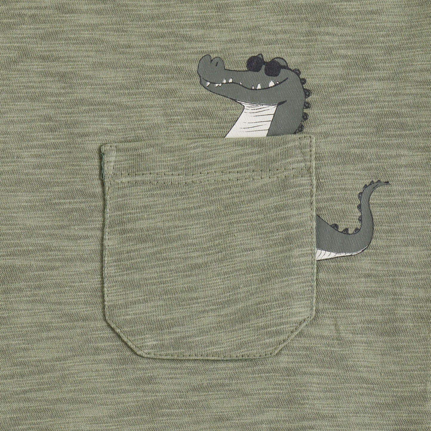 JusCubs Boys Sage Green Sleeveless Tank Top with Crocodile Pocket Print