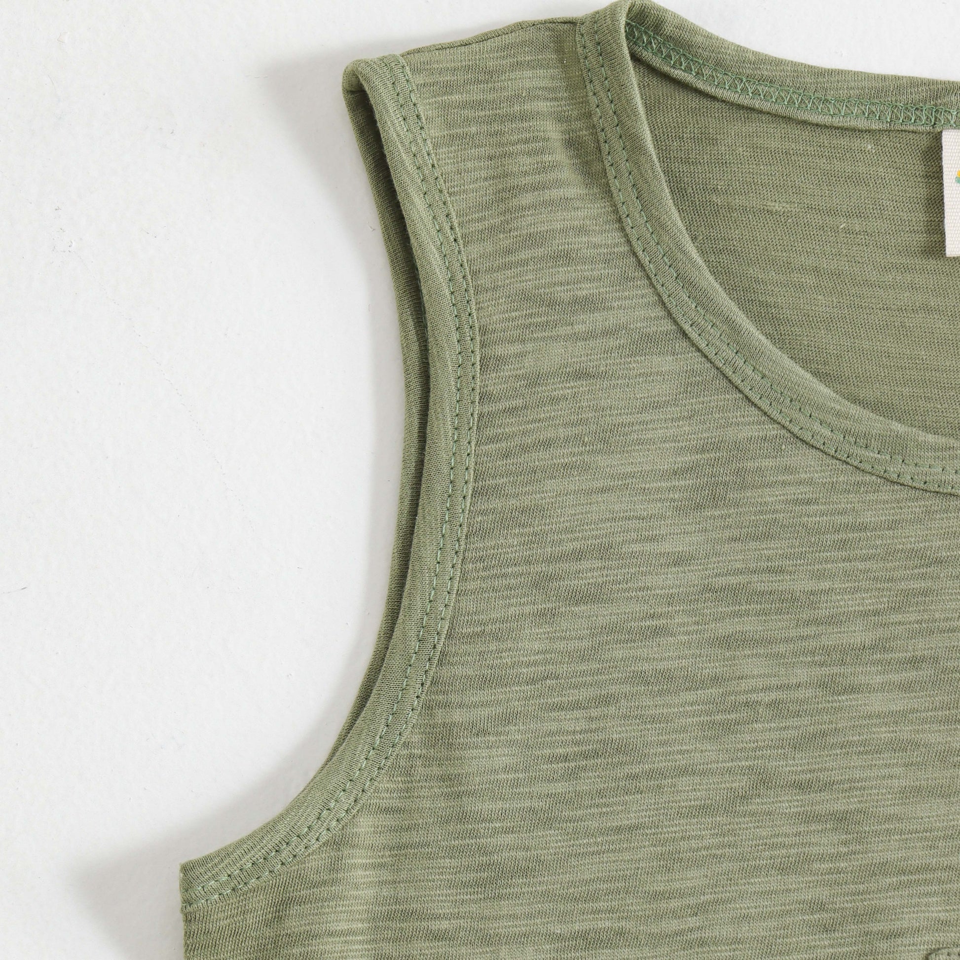 JusCubs Boys Sage Green Sleeveless Tank Top with Crocodile Pocket Print