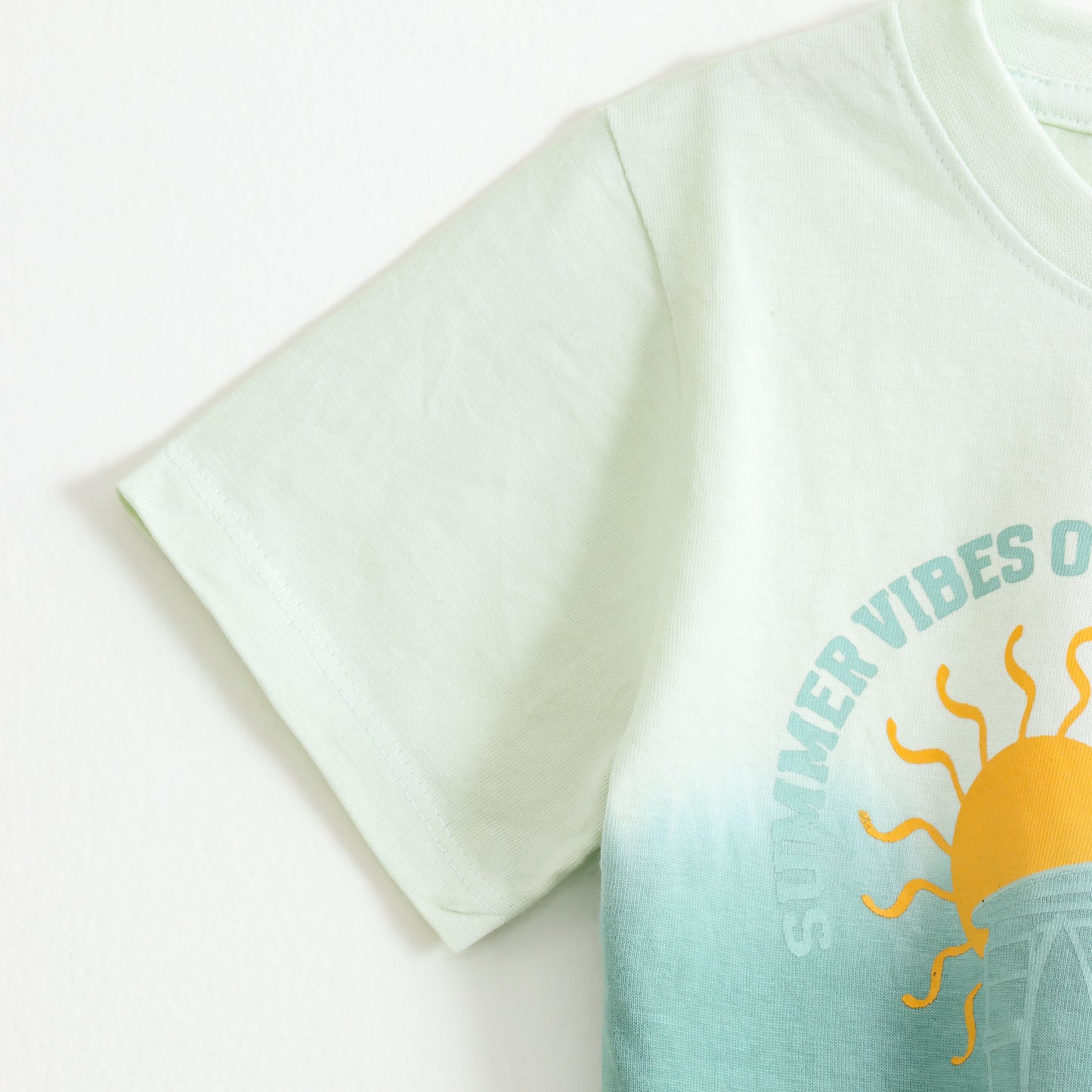 Boys Blue Ombre "Summer Vibes Only" Graphic Printed Cotton T-Shirt