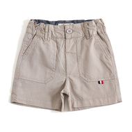 JusCubs Boys Beige Cotton Utility Shorts with Patch Pockets