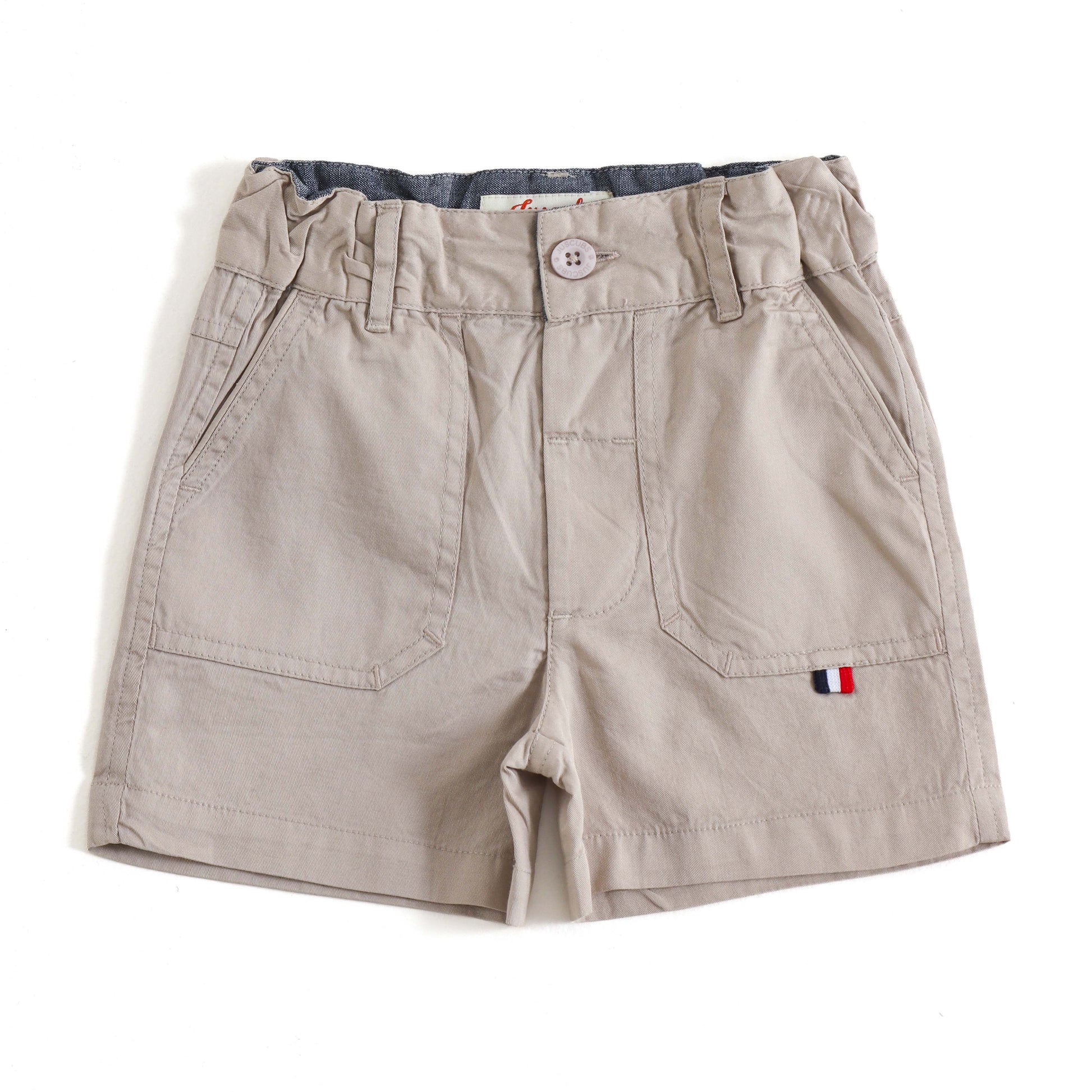 JusCubs Boys Beige Cotton Utility Shorts with Patch Pockets