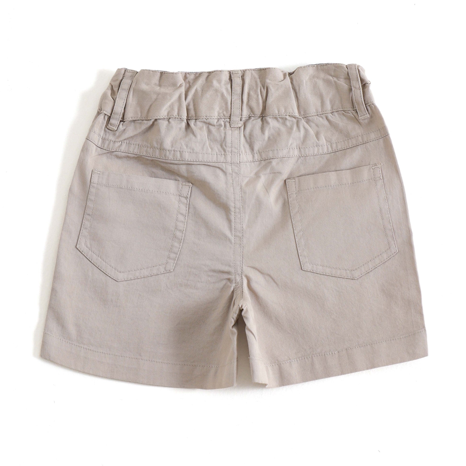 JusCubs Boys Beige Cotton Utility Shorts with Patch Pockets