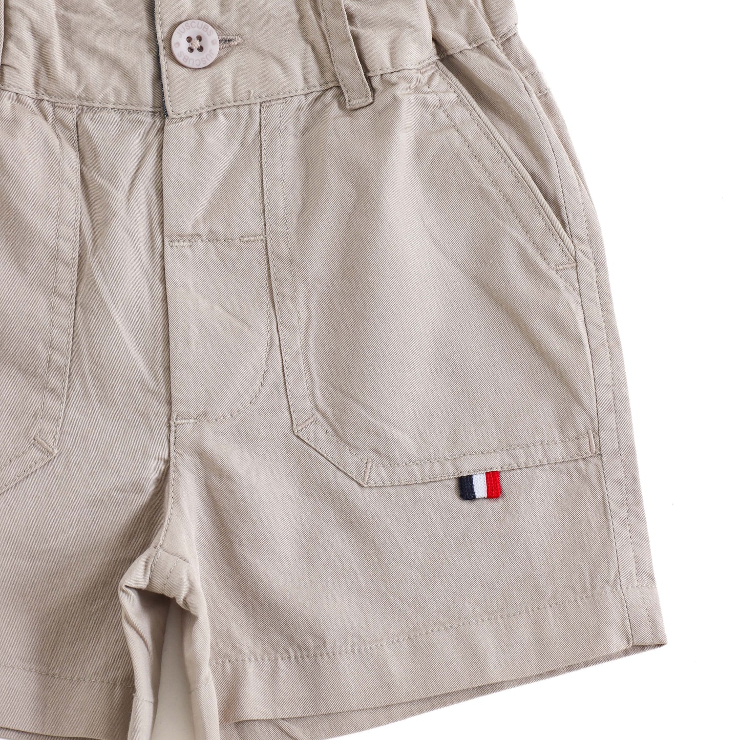 JusCubs Boys Beige Cotton Utility Shorts with Patch Pockets