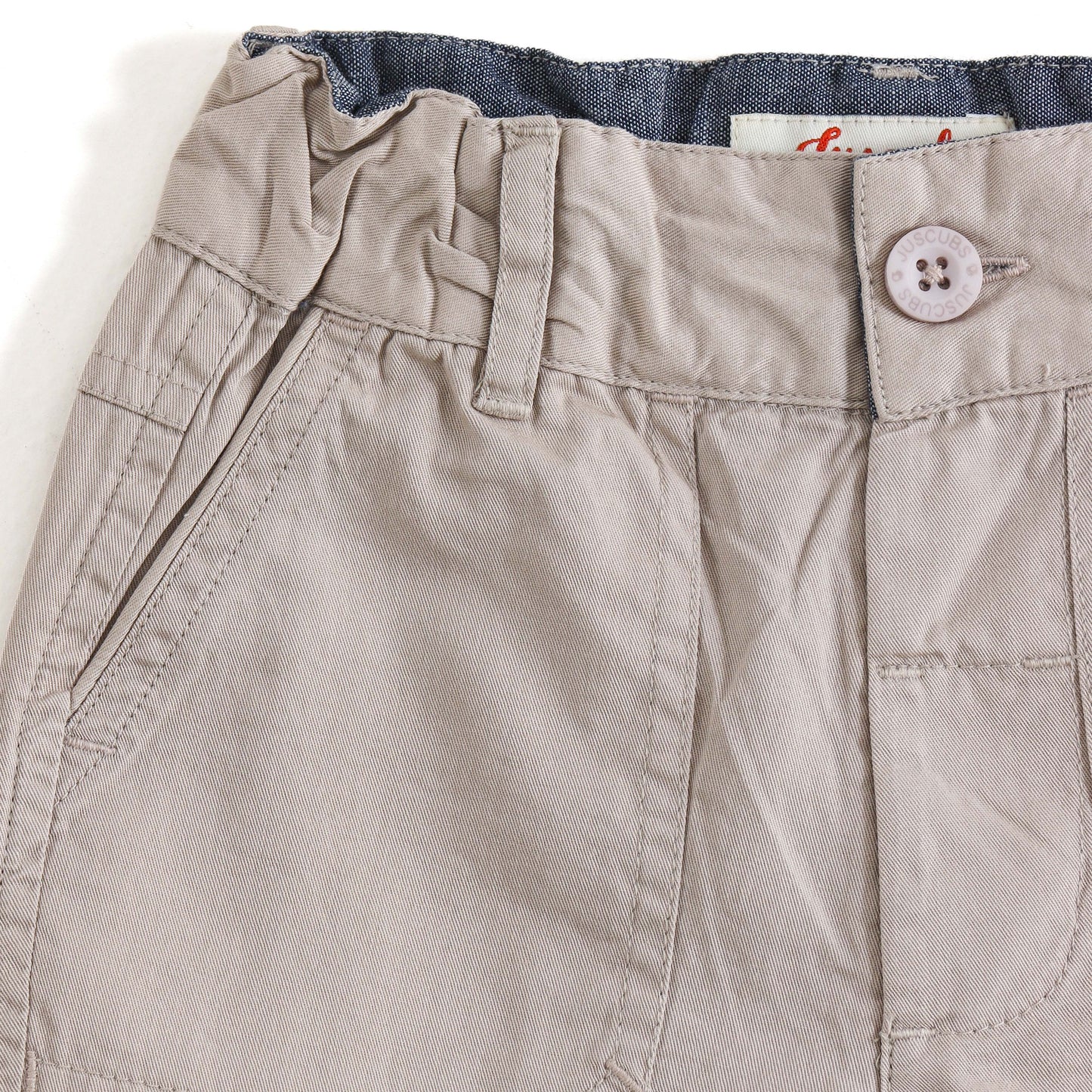 JusCubs Boys Beige Cotton Utility Shorts with Patch Pockets