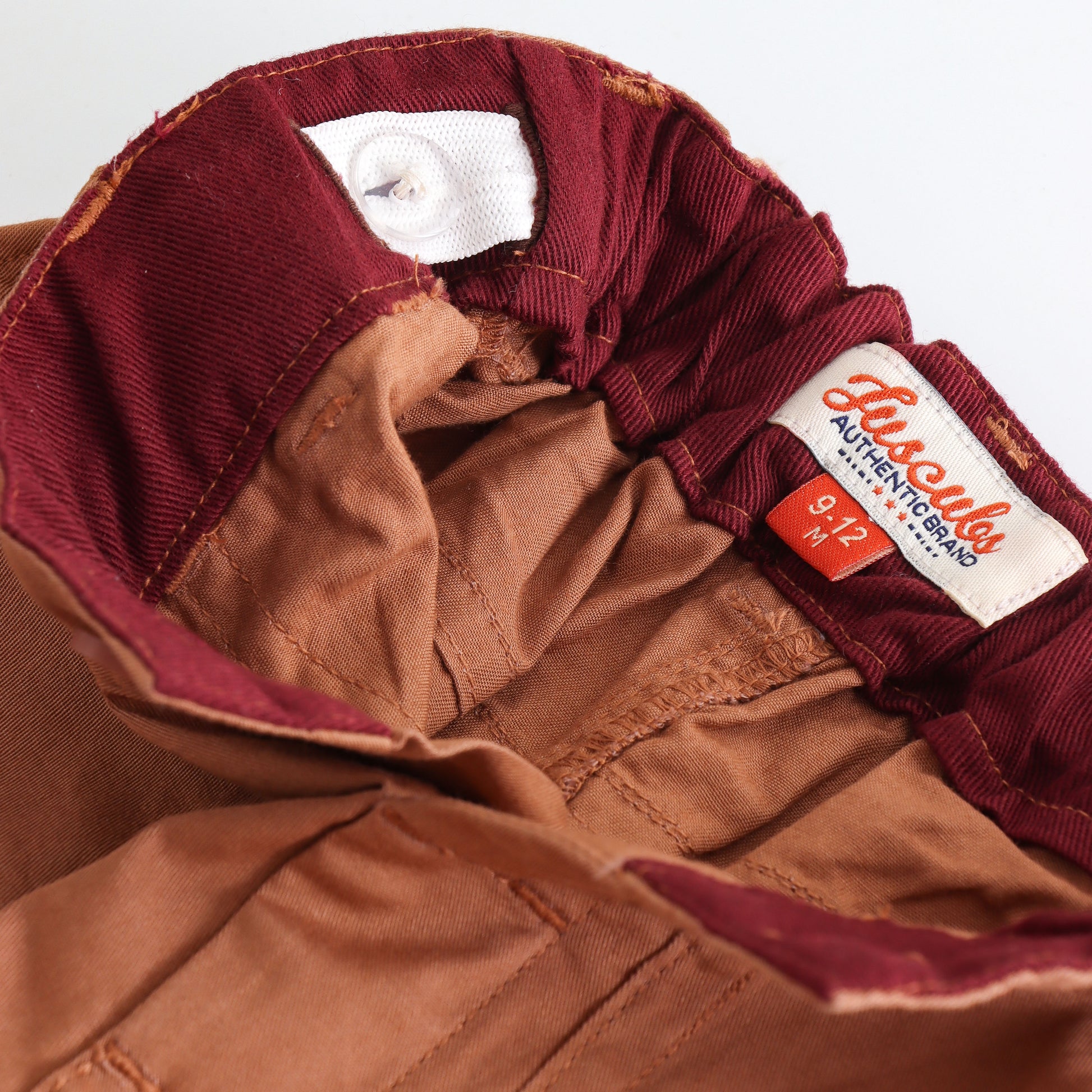JusCubs Boys Rust Brown Cotton Utility Shorts with Patch Pockets