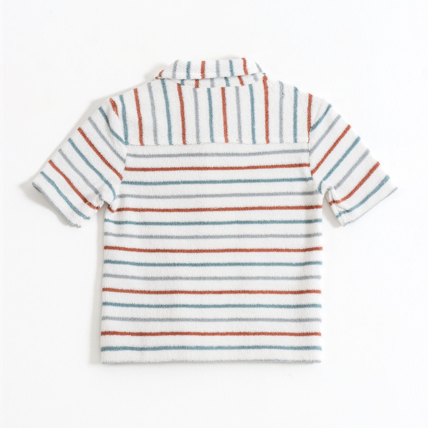 Baby Boys Striped Terry Cotton Half Sleeve Shirt & Shorts Co-Ord Set