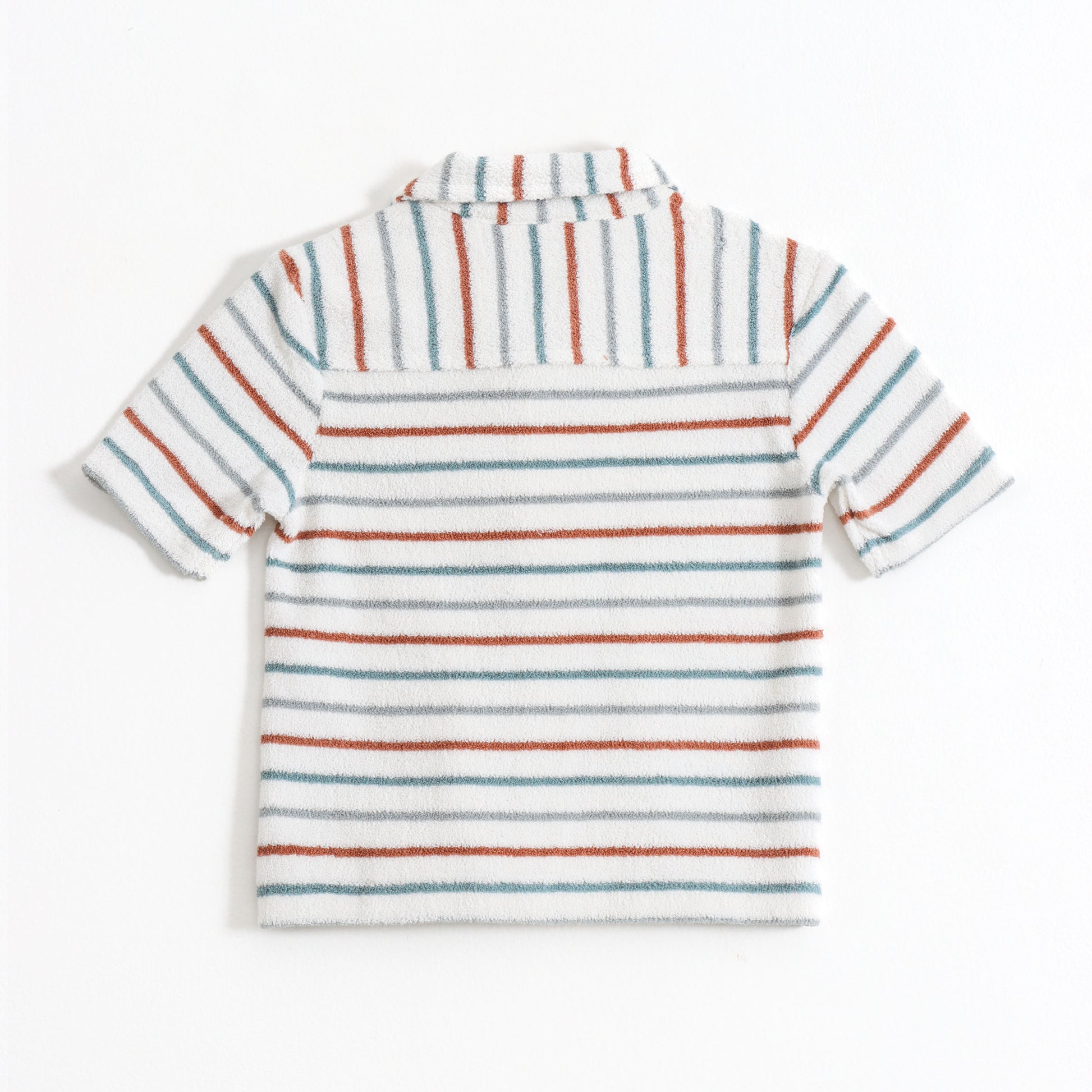 Baby Boys Striped Terry Cotton Half Sleeve Shirt & Shorts Co-Ord Set