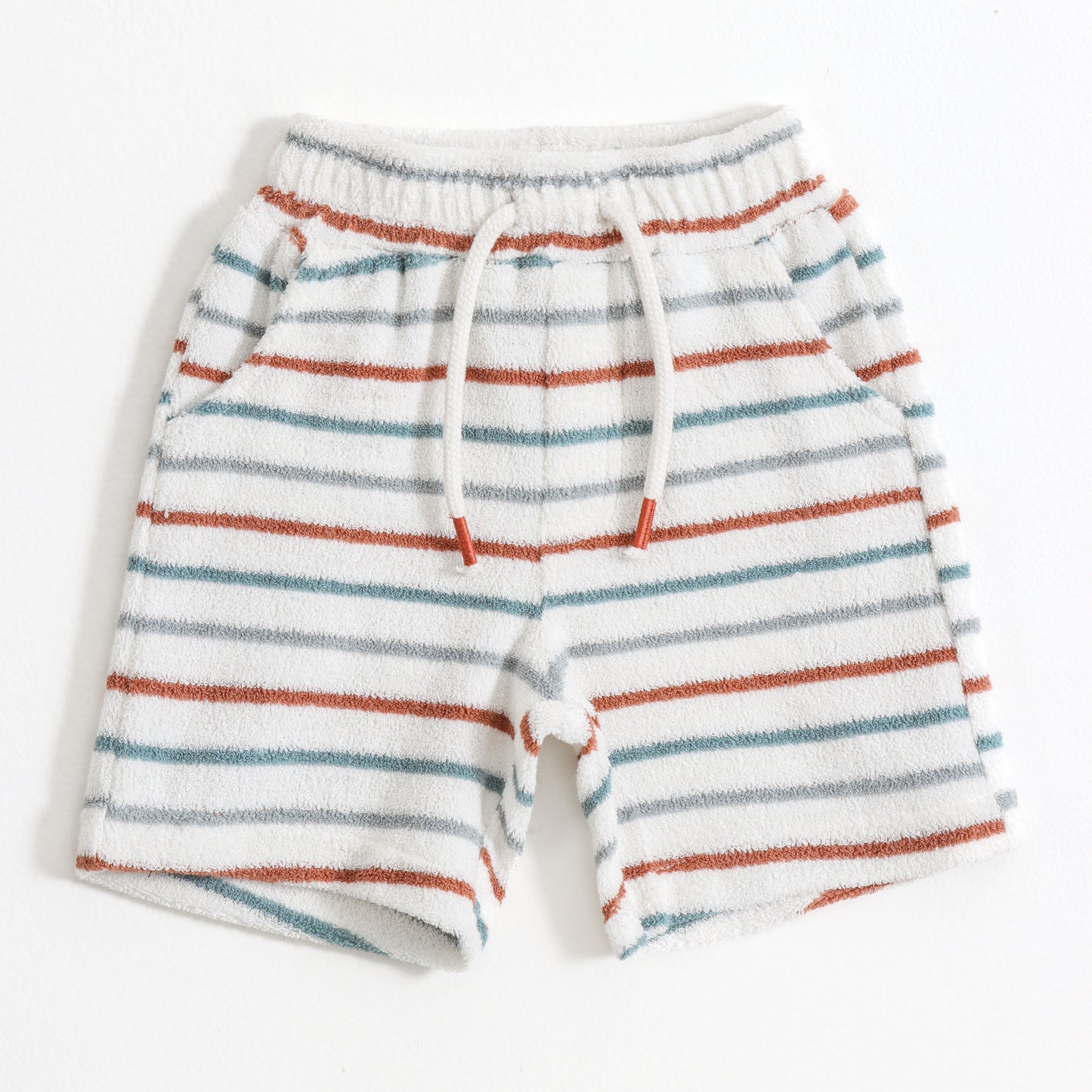 Baby Boys Striped Terry Cotton Half Sleeve Shirt & Shorts Co-Ord Set