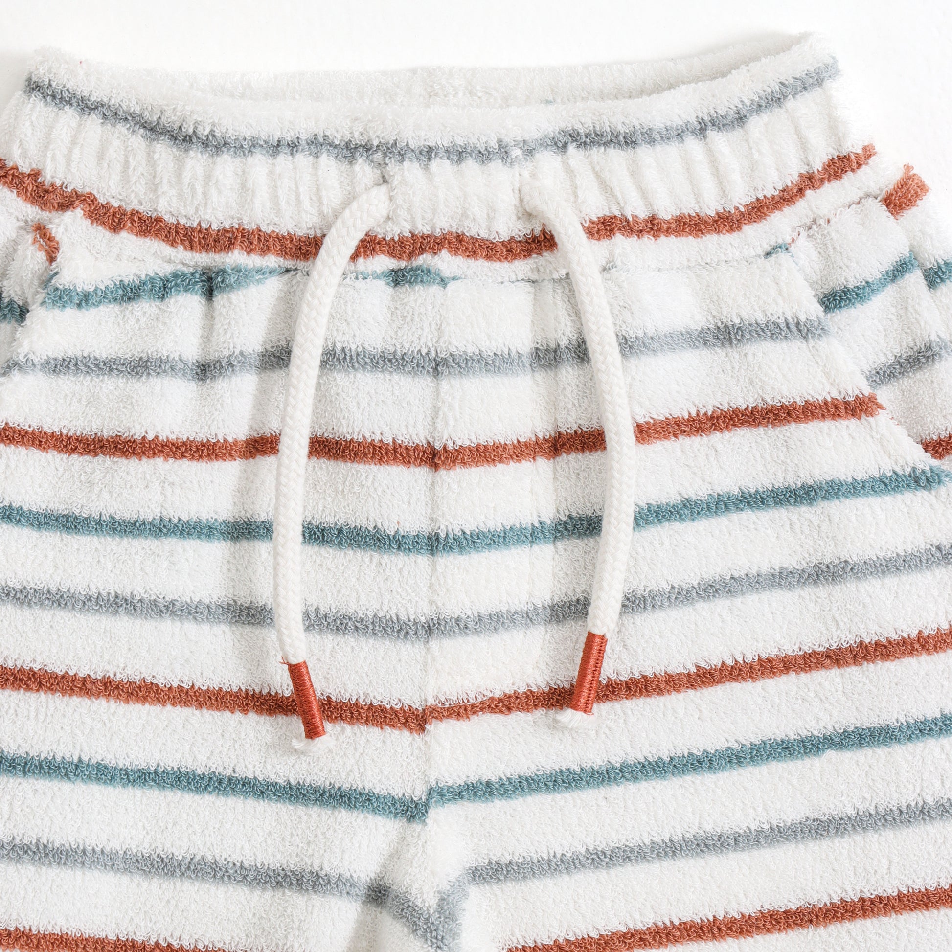 Baby Boys Striped Terry Cotton Half Sleeve Shirt & Shorts Co-Ord Set