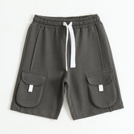 Boys Charcoal Grey Cargo Shorts with Utility Pockets