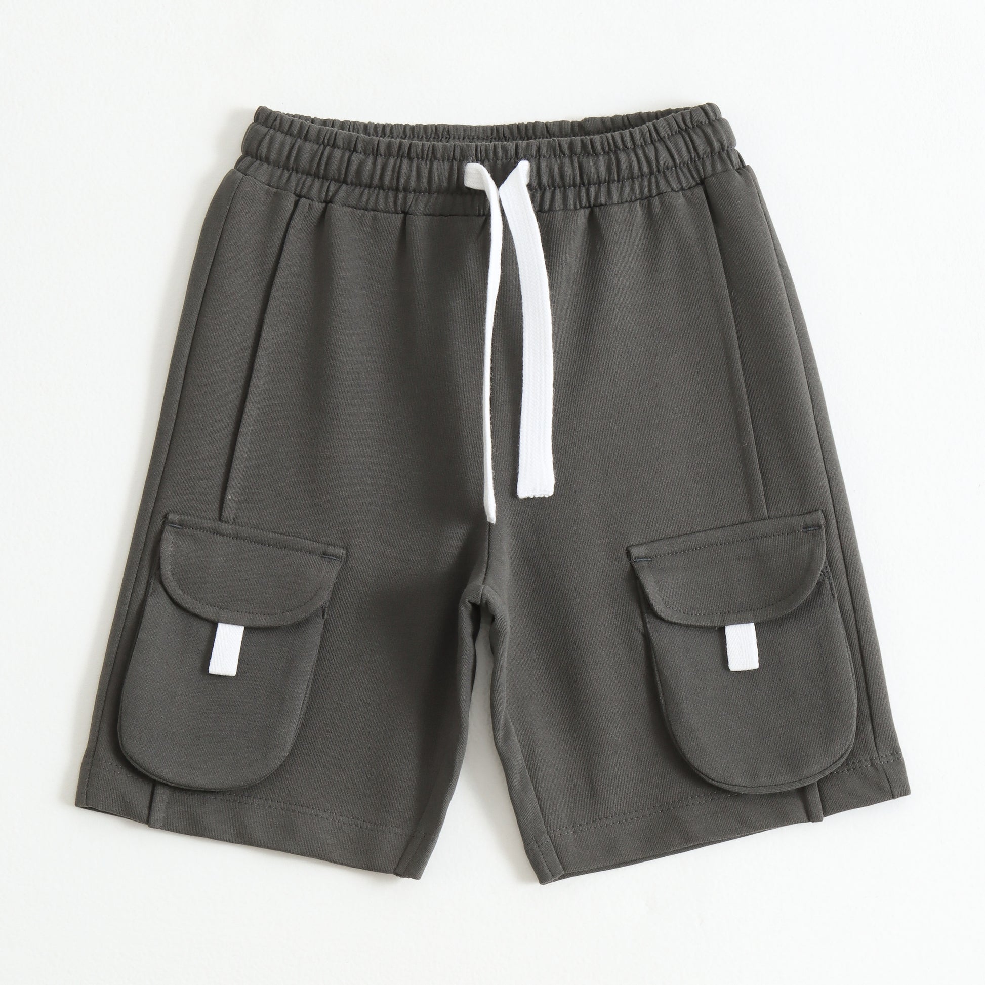 Boys Charcoal Grey Cargo Shorts with Utility Pockets