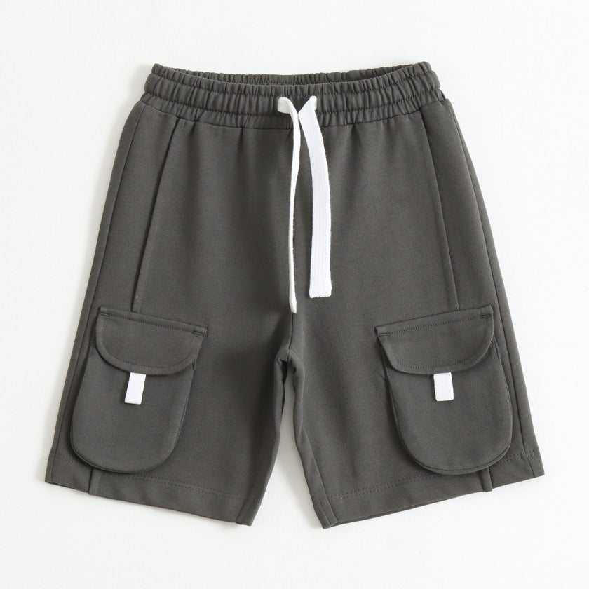 Boys Charcoal Grey Cargo Shorts with Utility Pockets