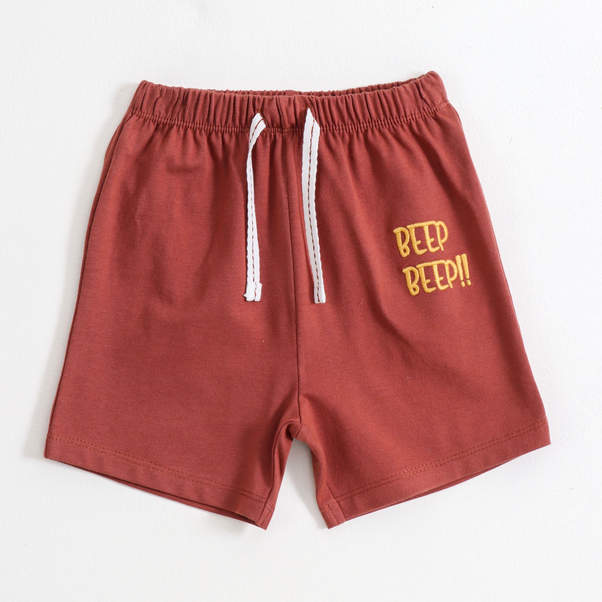 Baby Boys Striped Car Appliqué Half Sleeve T-Shirt & Solid Shorts Co-Ord Set