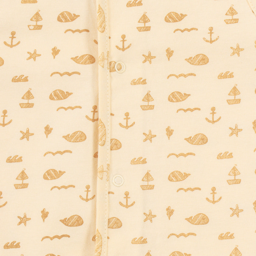 Baby Boys Beige Ocean Print Sleeveless Cotton Vest & Bloomer Set