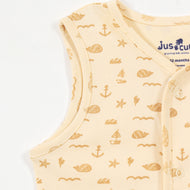 Baby Boys Beige Ocean Print Sleeveless Cotton Vest & Bloomer Set