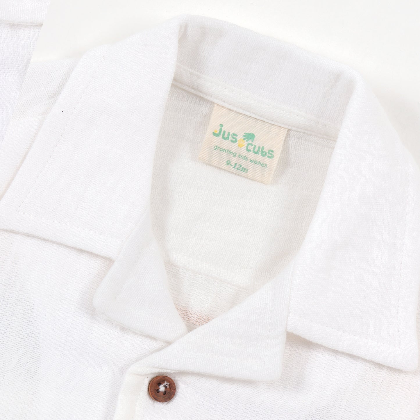 Boys White Tropical Print Cotton Shirt