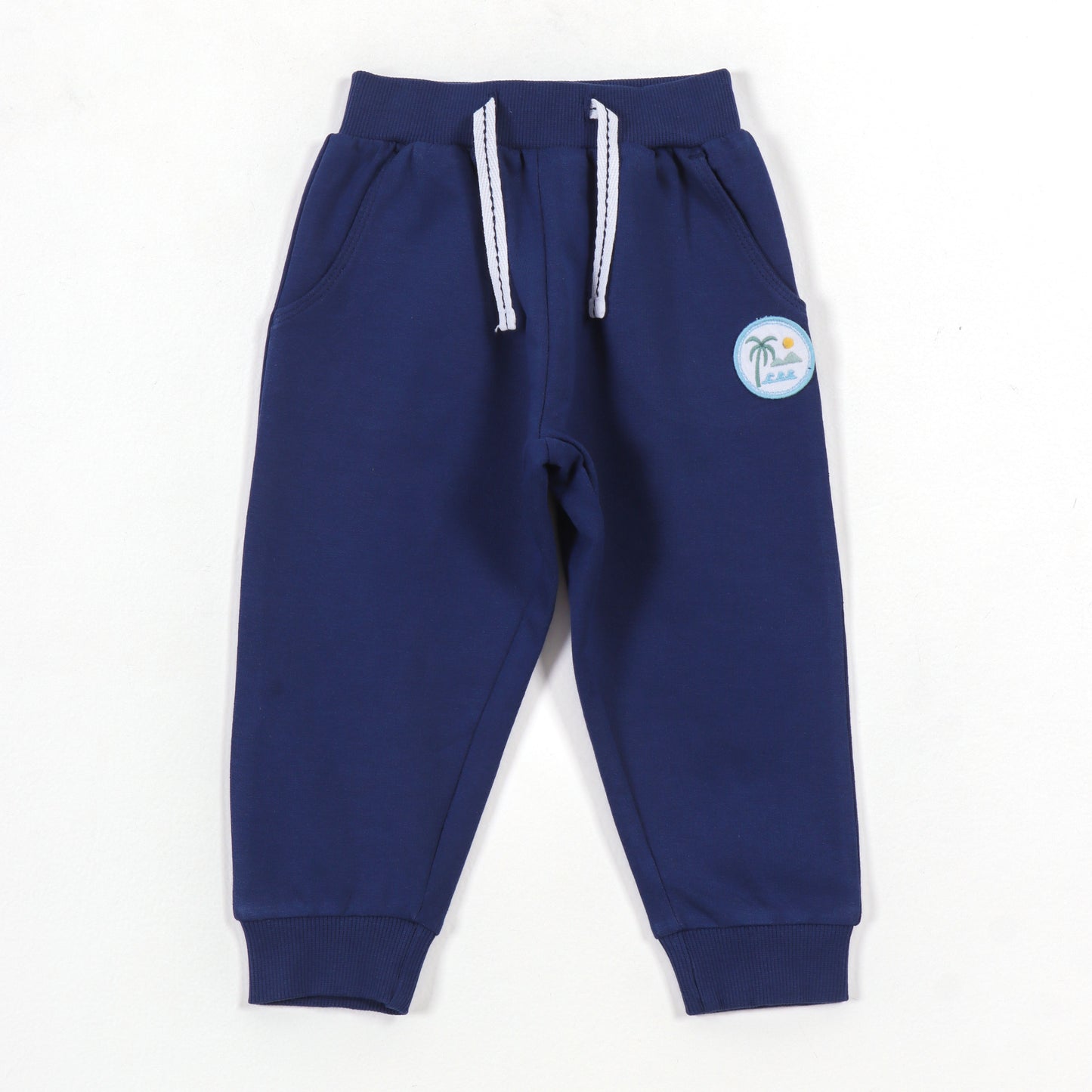 Boys Navy Blue Cotton Jogger Pants