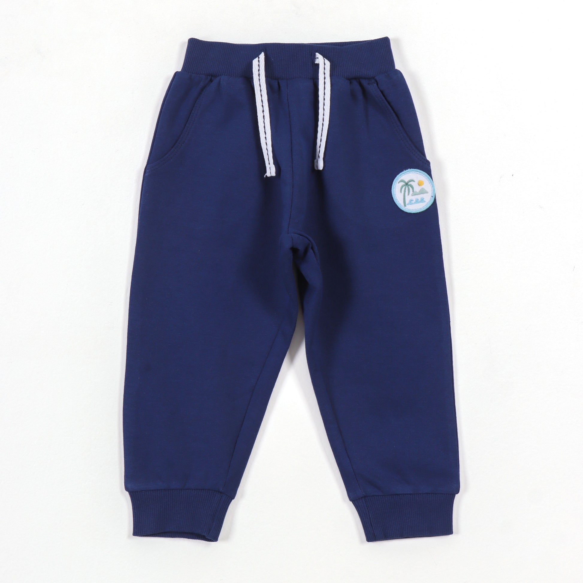 Boys Navy Blue Cotton Jogger Pants