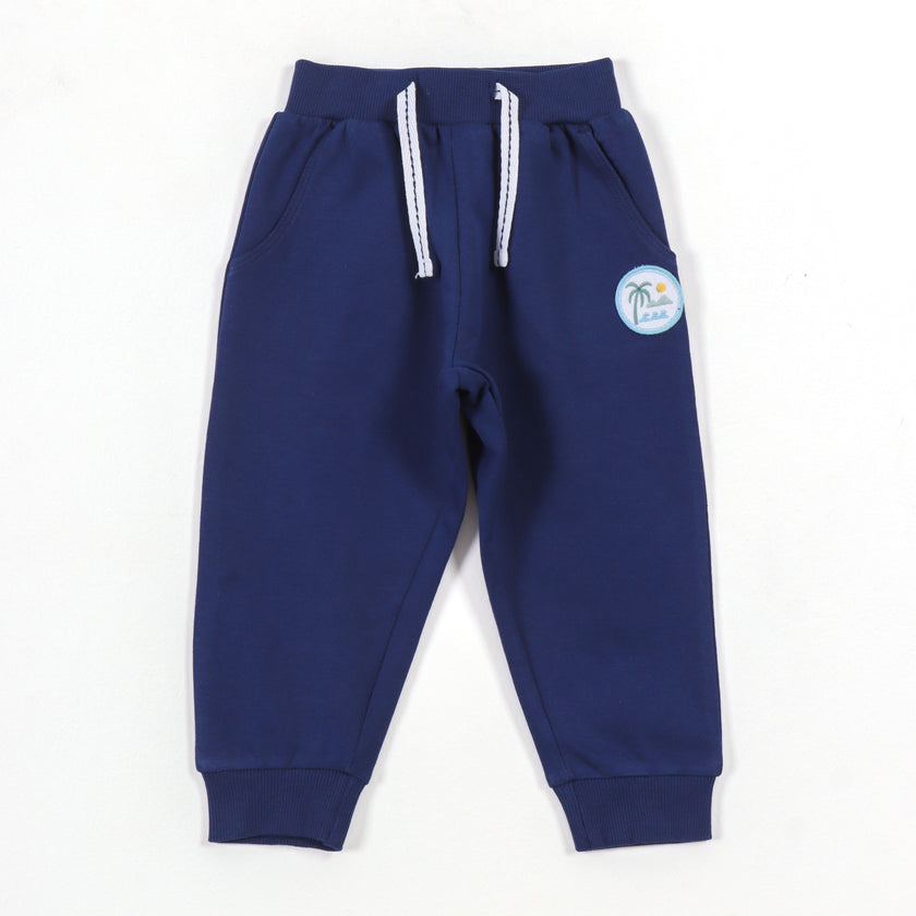 Boys Navy Blue Cotton Jogger Pants