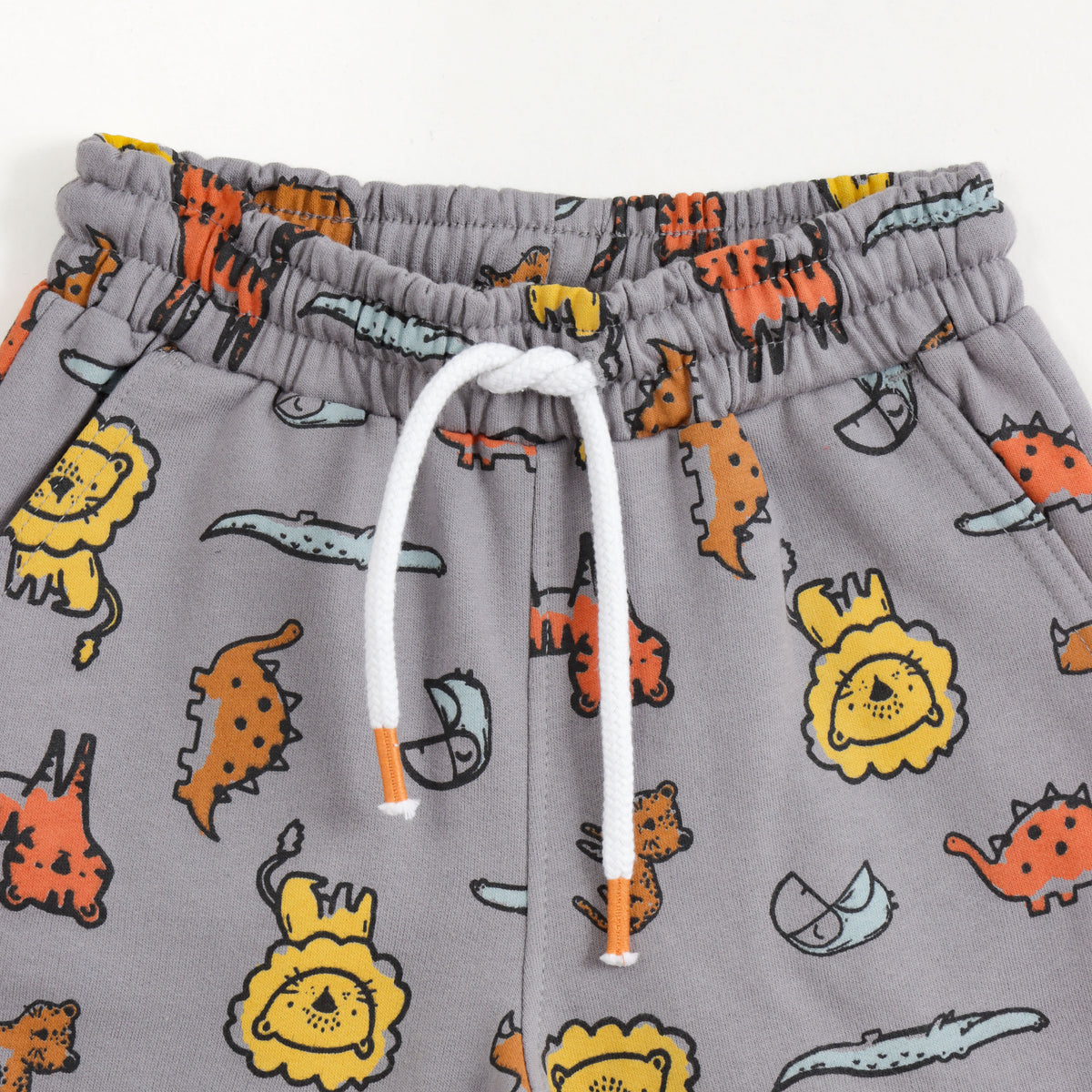JusCubs Boys Animal Print Drawstring Shorts - Grey