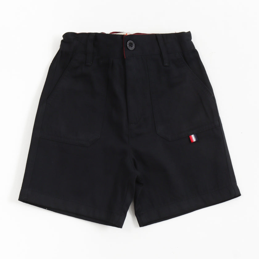 JusCubs Boys Black Solid Casual Shorts with Front Pockets