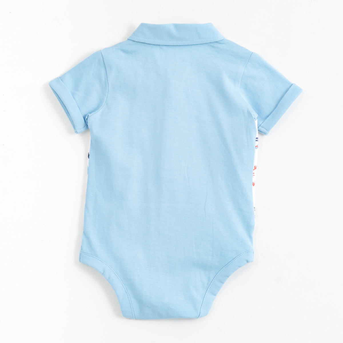JusCubs Baby Boys Blue Bodysuit with Printed Waistcoat & Bow Tie
