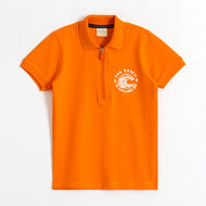 JusCubs Boys’ Orange Beach Print Half-Zip Polo T-Shirt