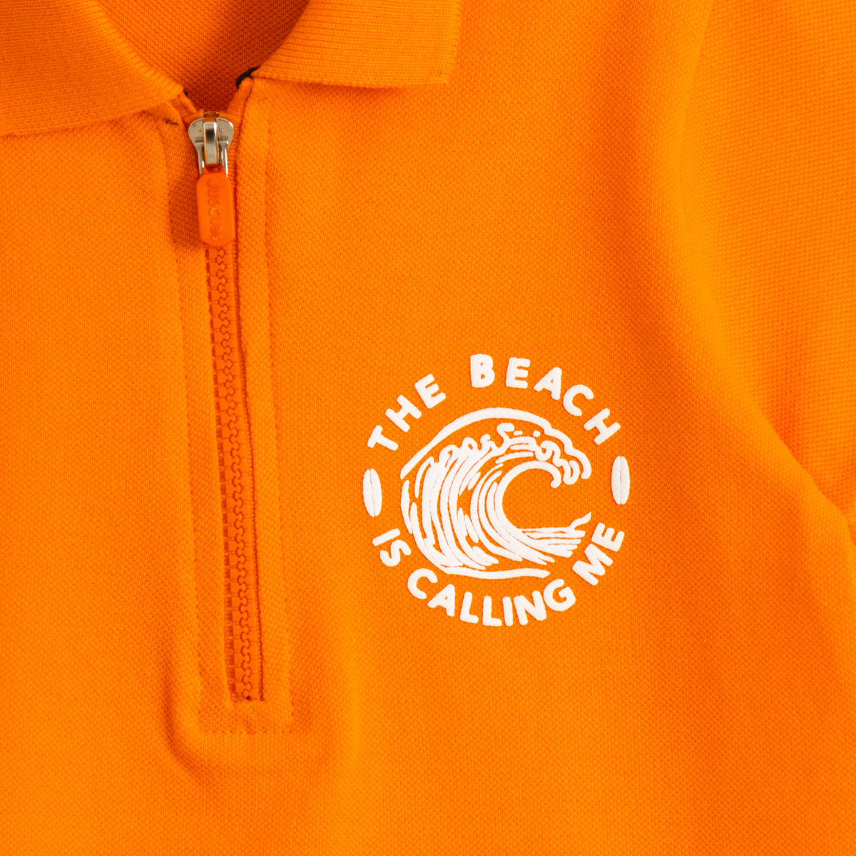 JusCubs Boys’ Orange Beach Print Half-Zip Polo T-Shirt