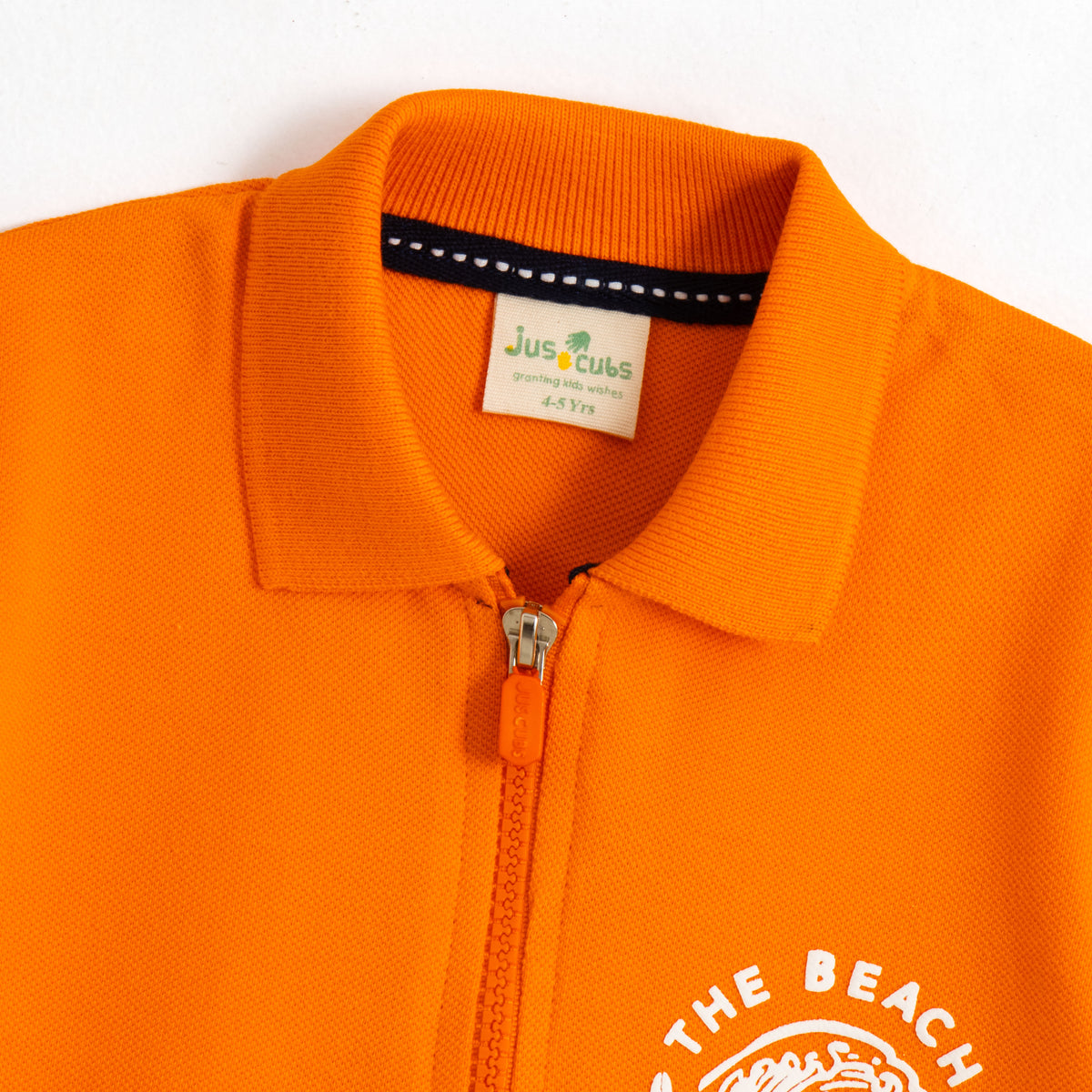 JusCubs Boys’ Orange Beach Print Half-Zip Polo T-Shirt