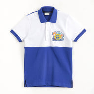 JusCubs Boys Blue & White Colourblock Polo T-Shirt with Surf Patch