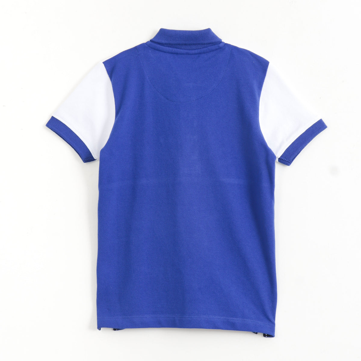 JusCubs Boys Blue & White Colourblock Polo T-Shirt with Surf Patch