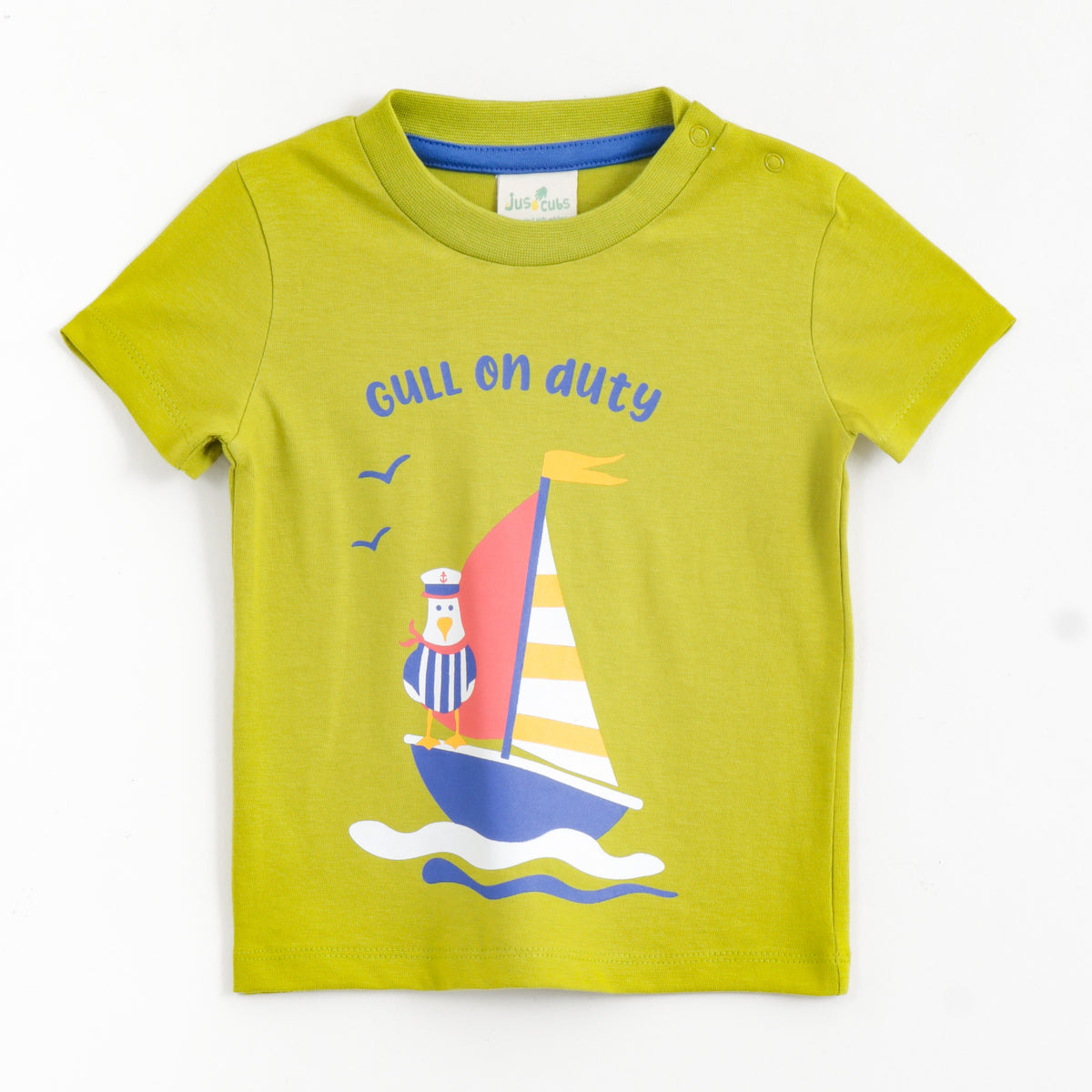 JusCubs Baby Boys Lime Green Graphic T-Shirt with Blue Shorts Set