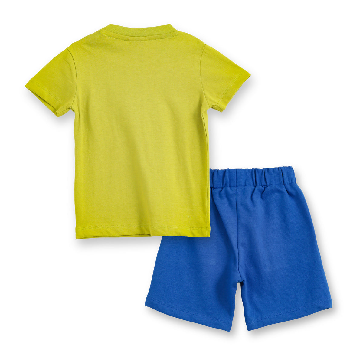 JusCubs Baby Boys Lime Green Graphic T-Shirt with Blue Shorts Set