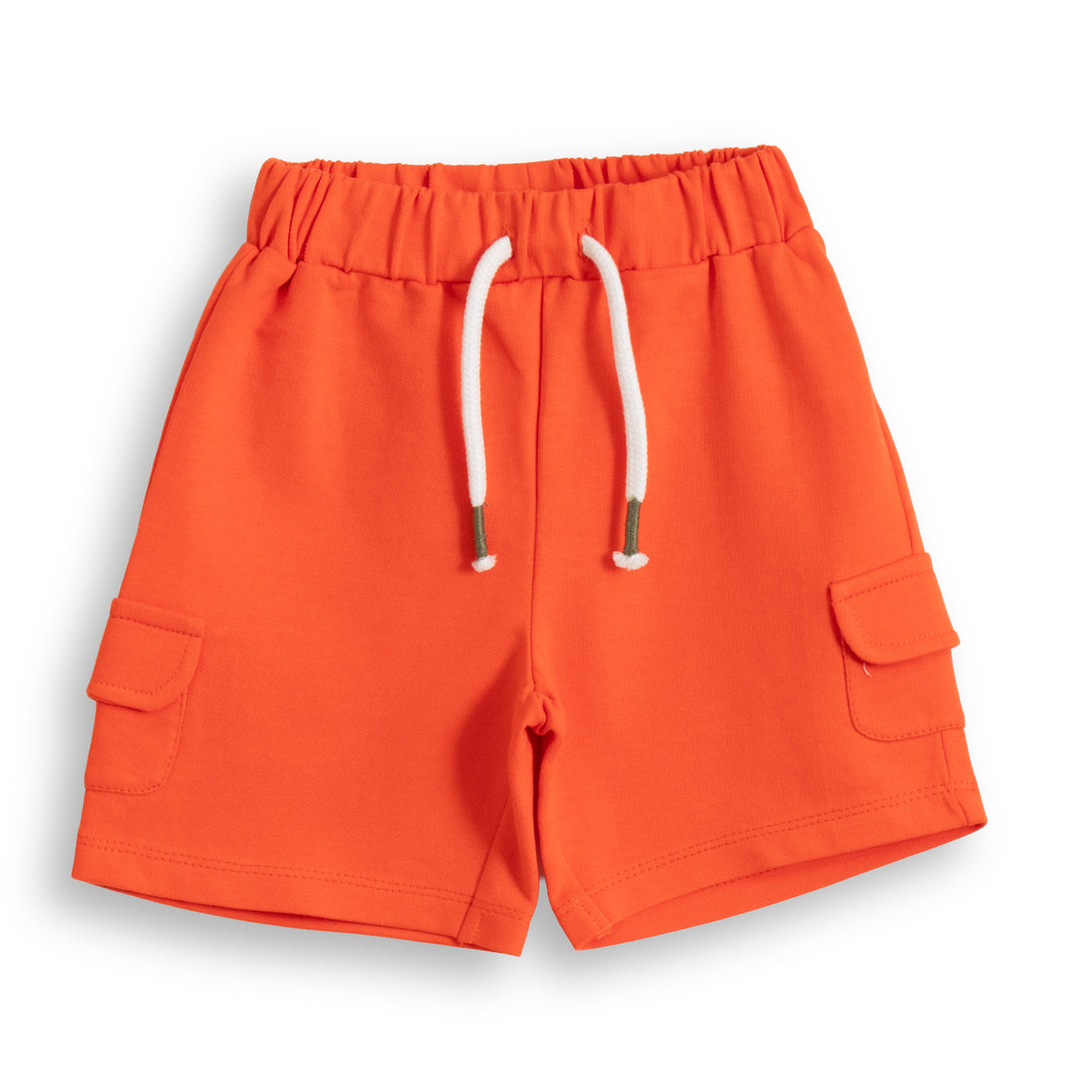 JusCubs Baby Boys’ Olive Green Graphic T-Shirt with Orange Cargo Shorts Set