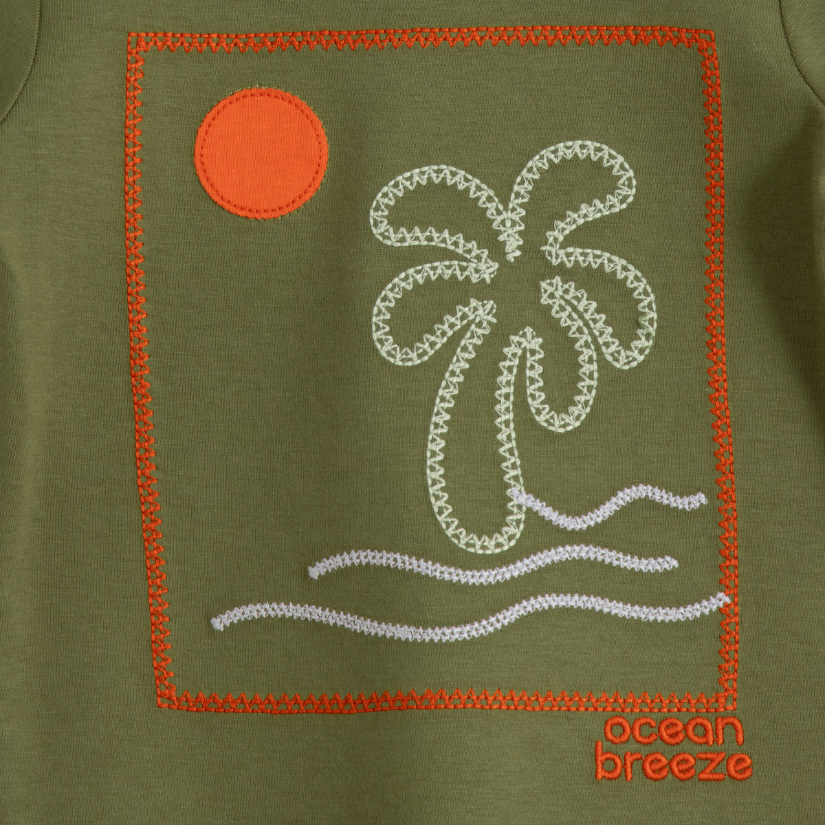 JusCubs Baby Boys’ Olive Green Graphic T-Shirt with Orange Cargo Shorts Set