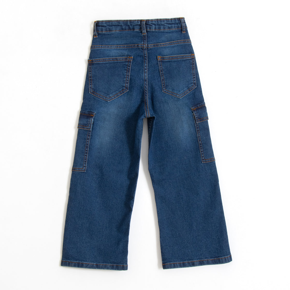JusCubs Boys’ Blue Washed Denim Cargo Jeans
