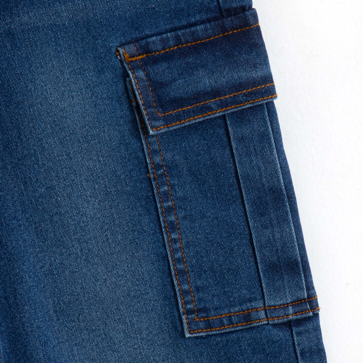 JusCubs Boys’ Blue Washed Denim Cargo Jeans