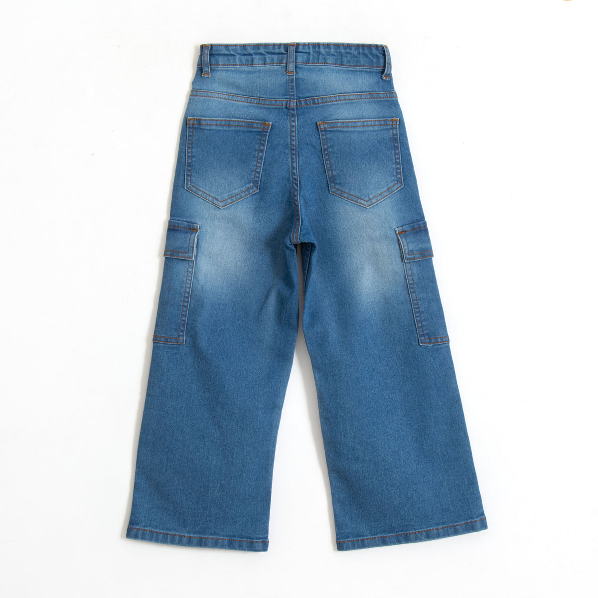 JusCubs Boys’ Light Blue Washed Denim Cargo Jeans