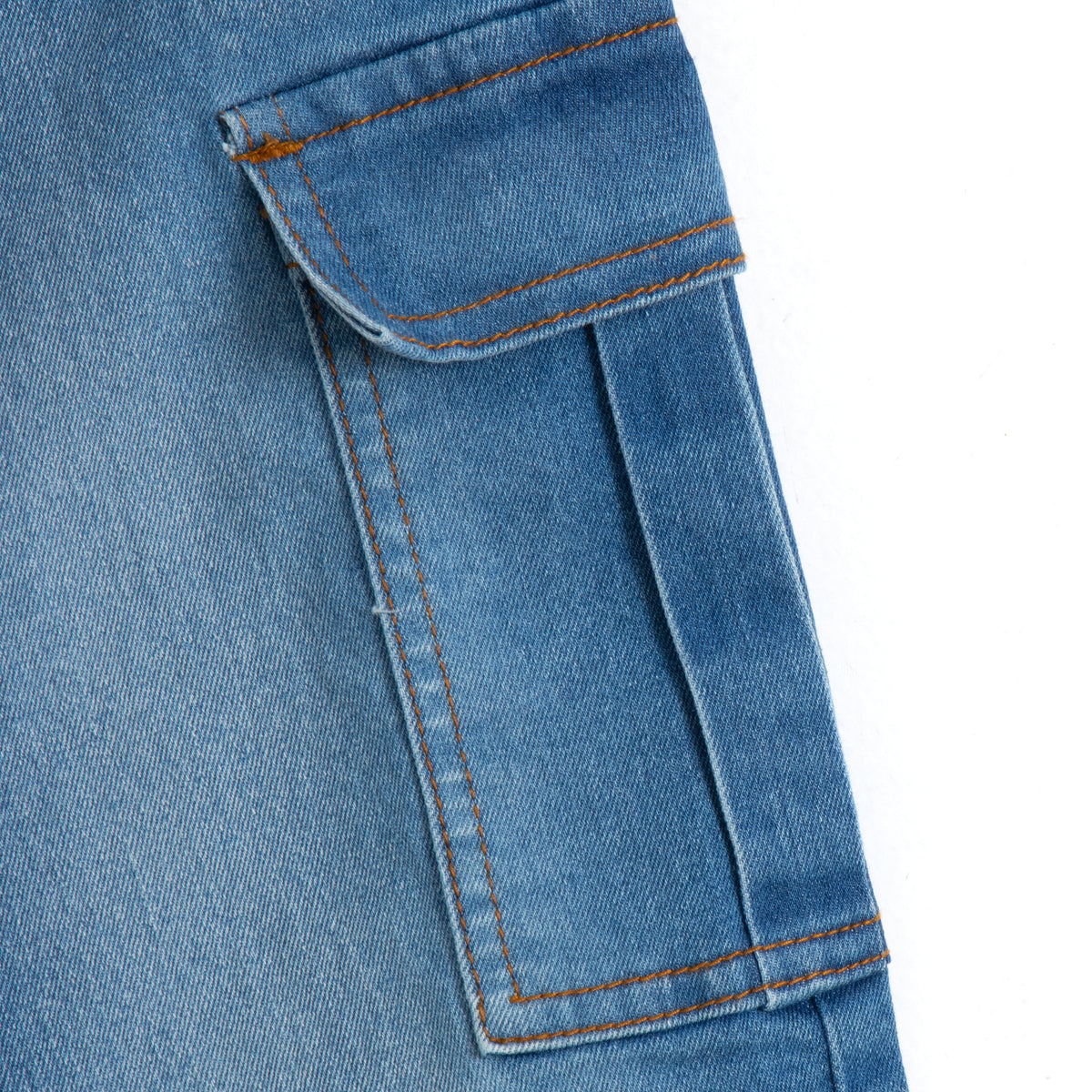 JusCubs Boys’ Light Blue Washed Denim Cargo Jeans