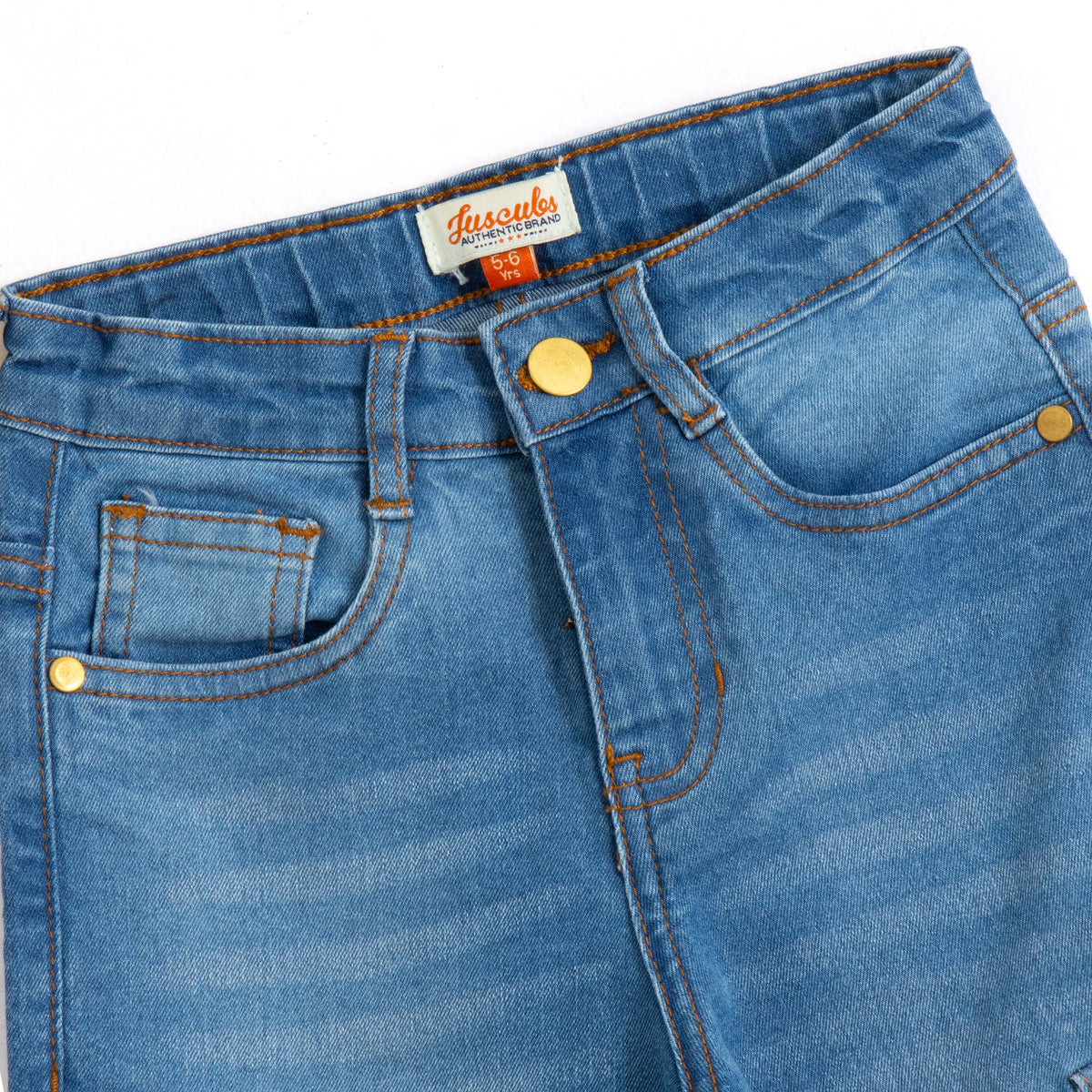 JusCubs Boys’ Light Blue Washed Denim Cargo Jeans