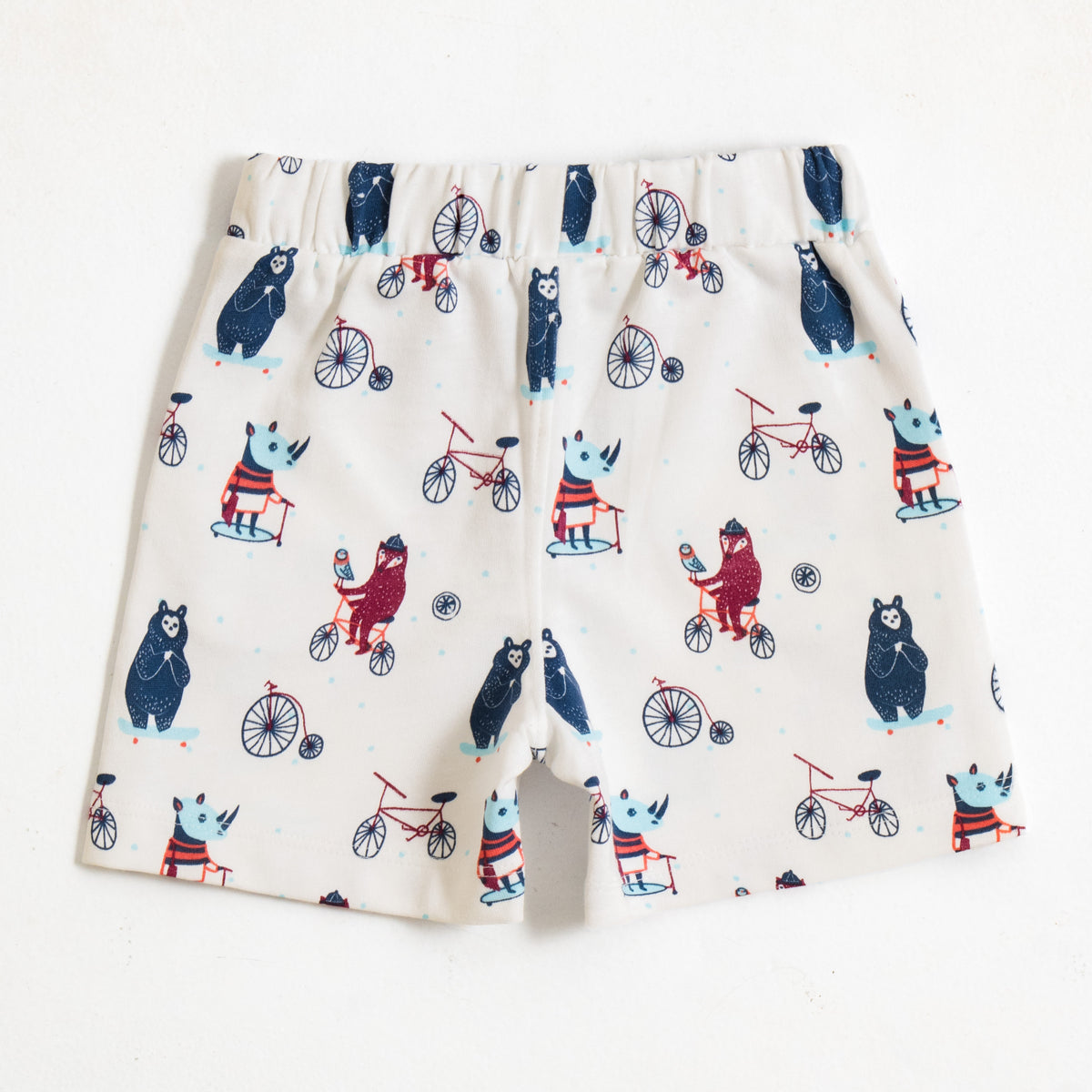JusCubs Boys’ Cream Animal and Bicycle Print Shorts