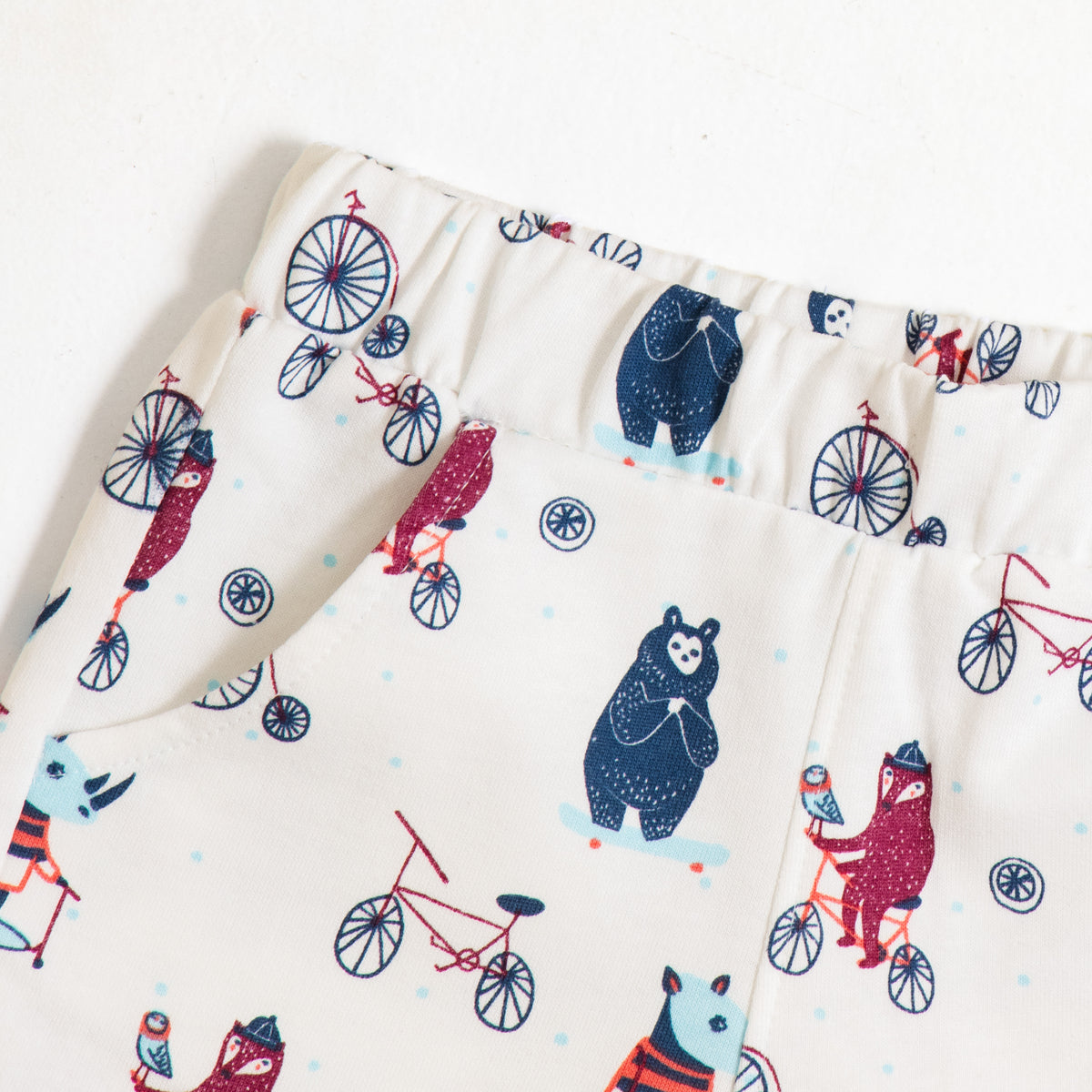JusCubs Boys’ Cream Animal and Bicycle Print Shorts