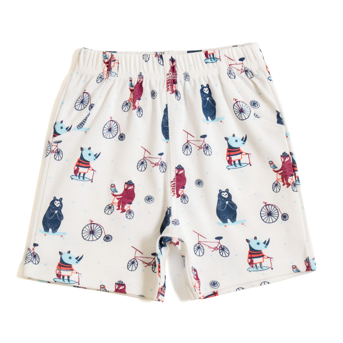 JusCubs Boys’ Navy Blue & Cream Animal Print Shorts – Pack of 2